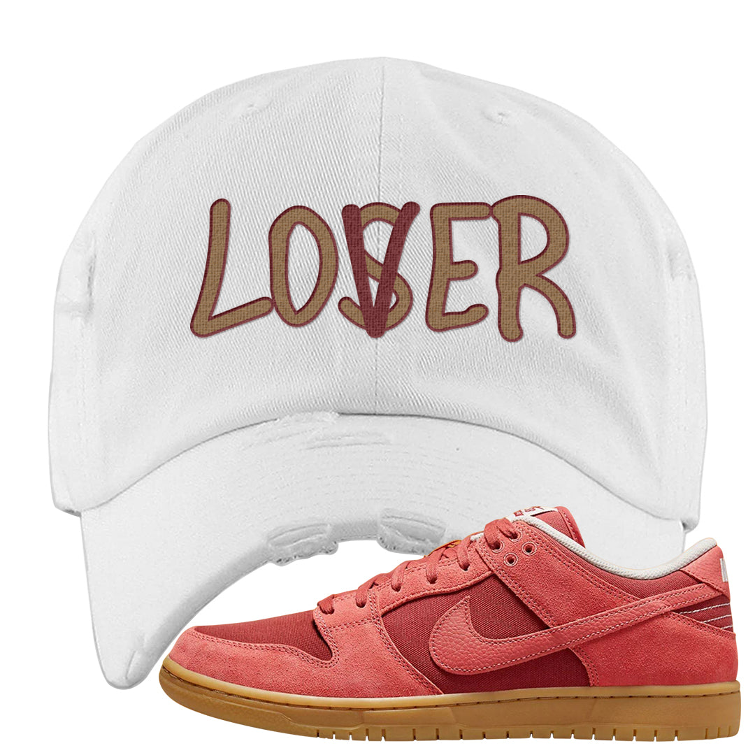 Software Collab Low Dunks Distressed Dad Hat | Lover, White