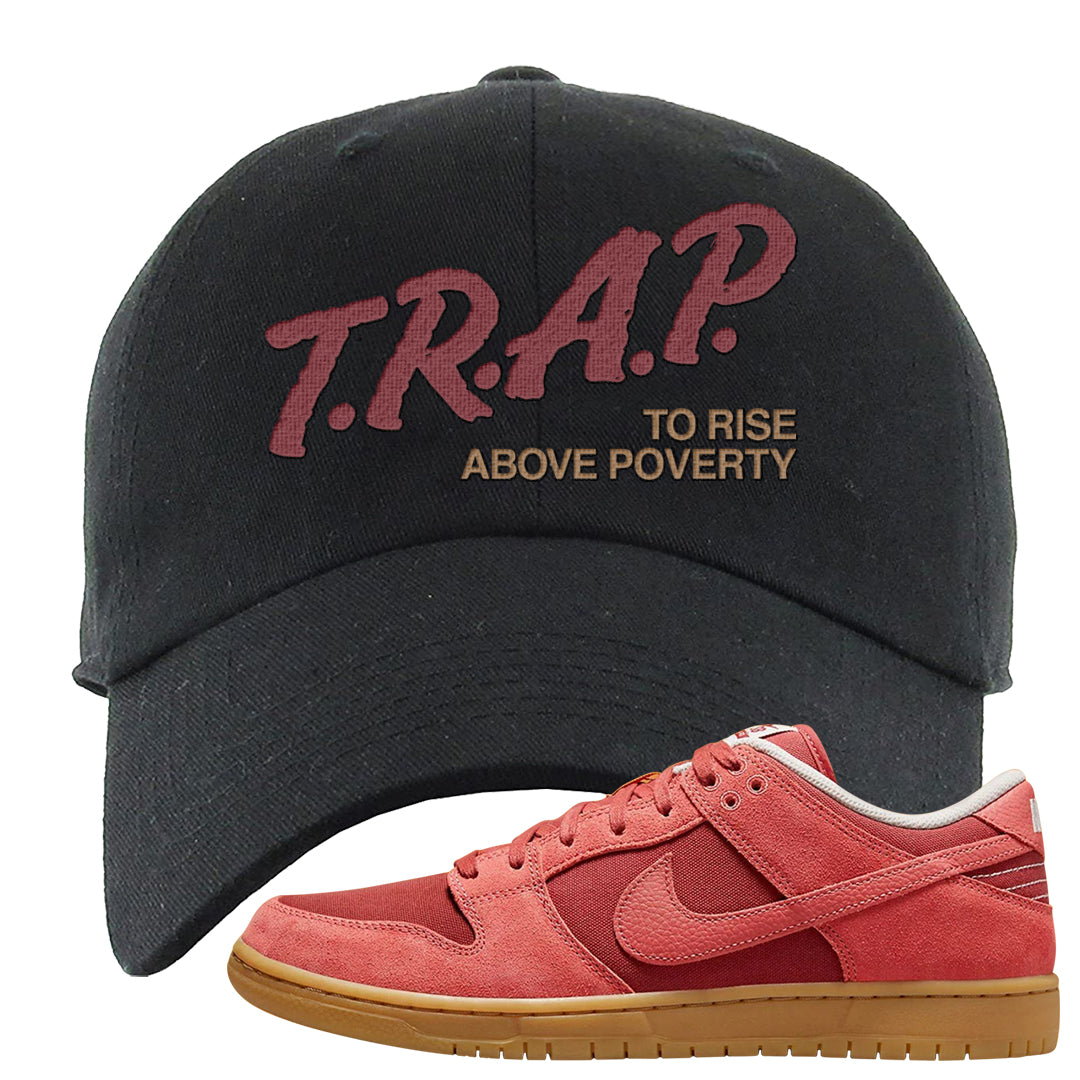 Software Collab Low Dunks Dad Hat | Trap To Rise Above Poverty, Black