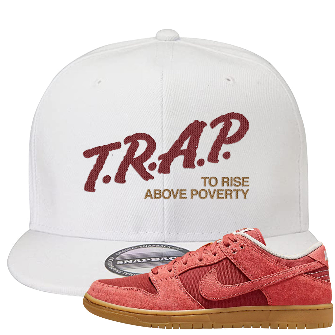 Software Collab Low Dunks Snapback Hat | Trap To Rise Above Poverty, White