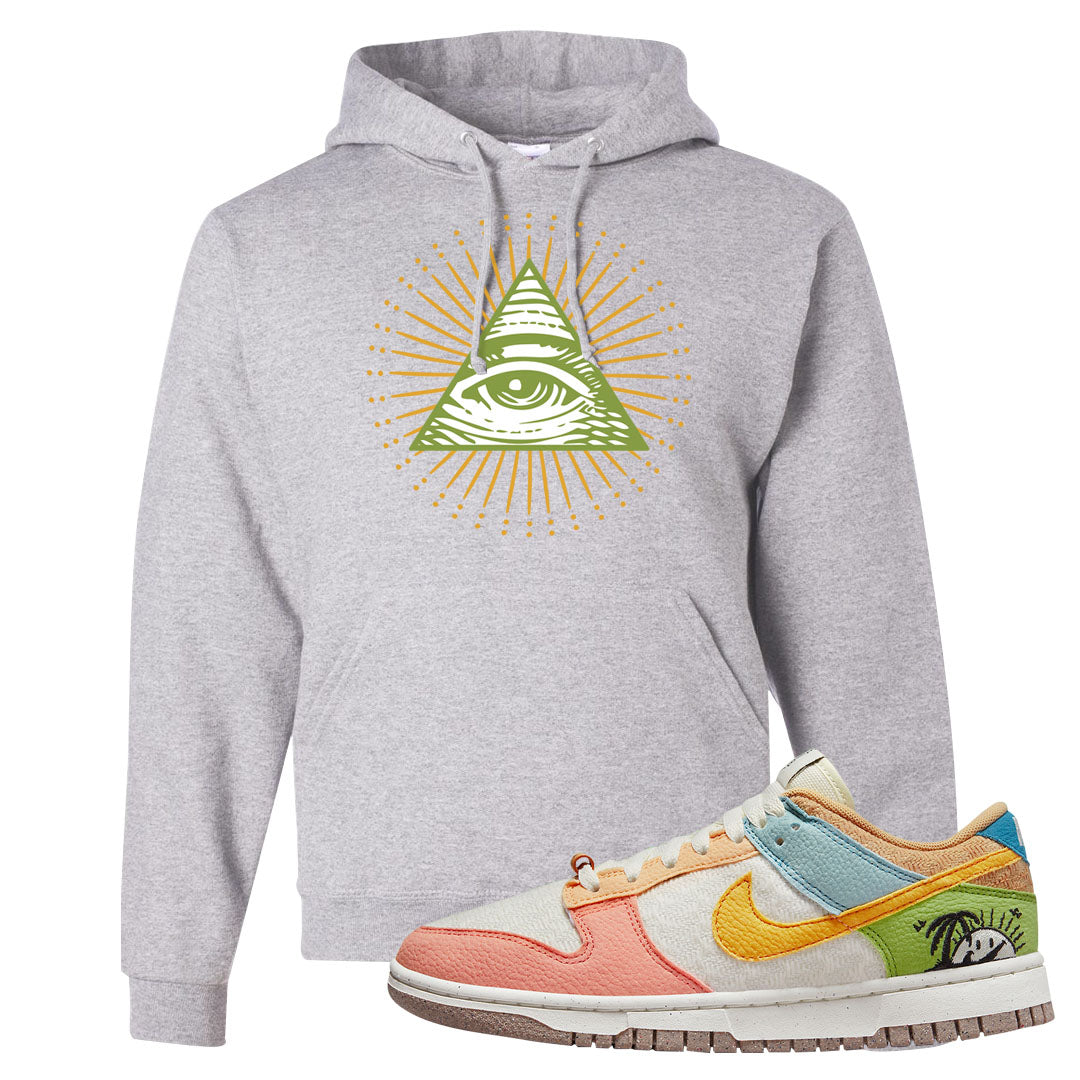 Sail Sanded Gold Low Dunks Hoodie | All Seeing Eye, Ash