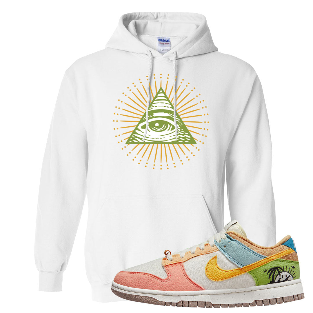 Sail Sanded Gold Low Dunks Hoodie | All Seeing Eye, White