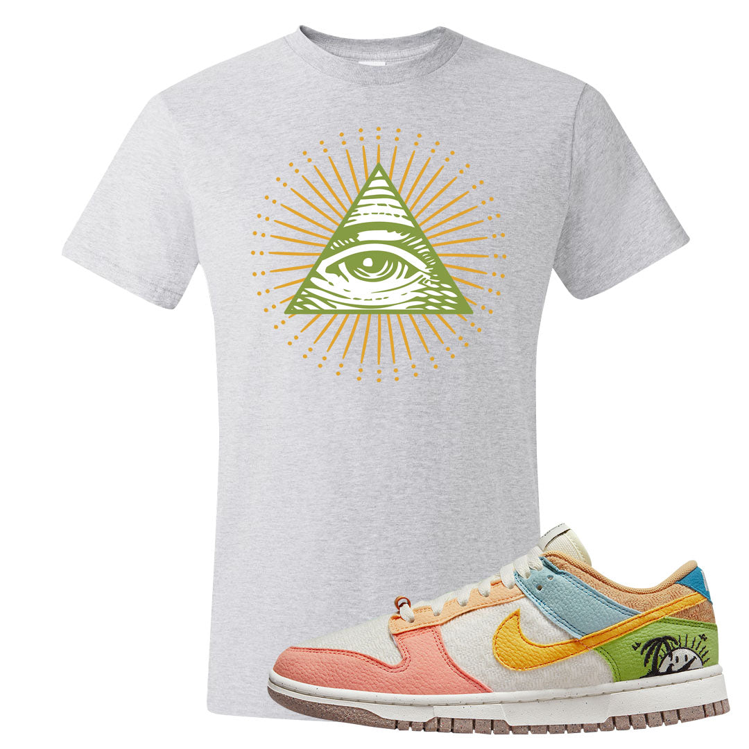 Sail Sanded Gold Low Dunks T Shirt | All Seeing Eye, Ash