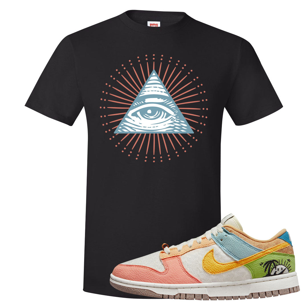 Sail Sanded Gold Low Dunks T Shirt | All Seeing Eye, Black