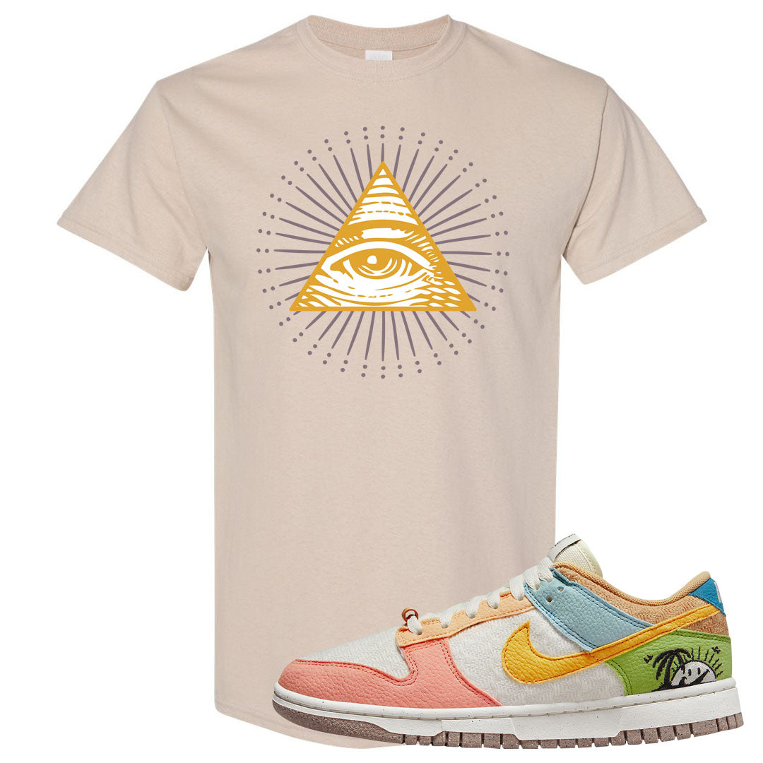 Sail Sanded Gold Low Dunks T Shirt | All Seeing Eye, Sand
