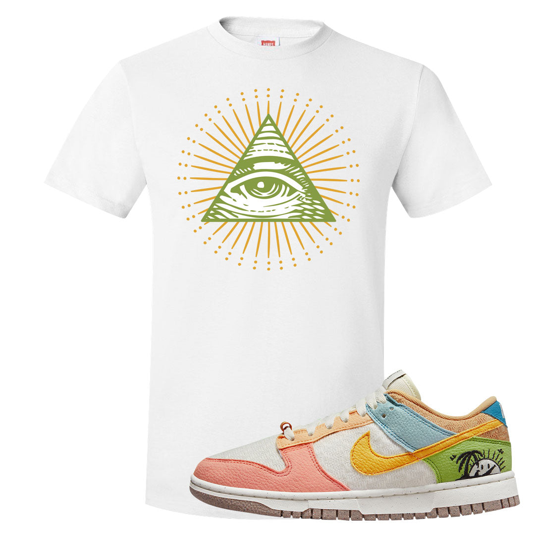 Sail Sanded Gold Low Dunks T Shirt | All Seeing Eye, White