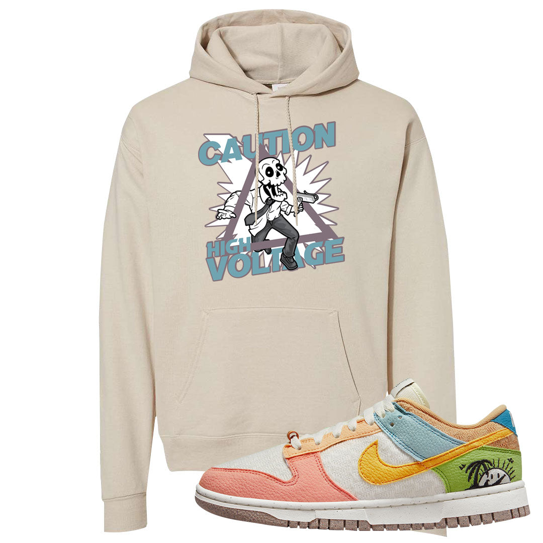 Sail Sanded Gold Low Dunks Hoodie | Caution High Voltage, Sand