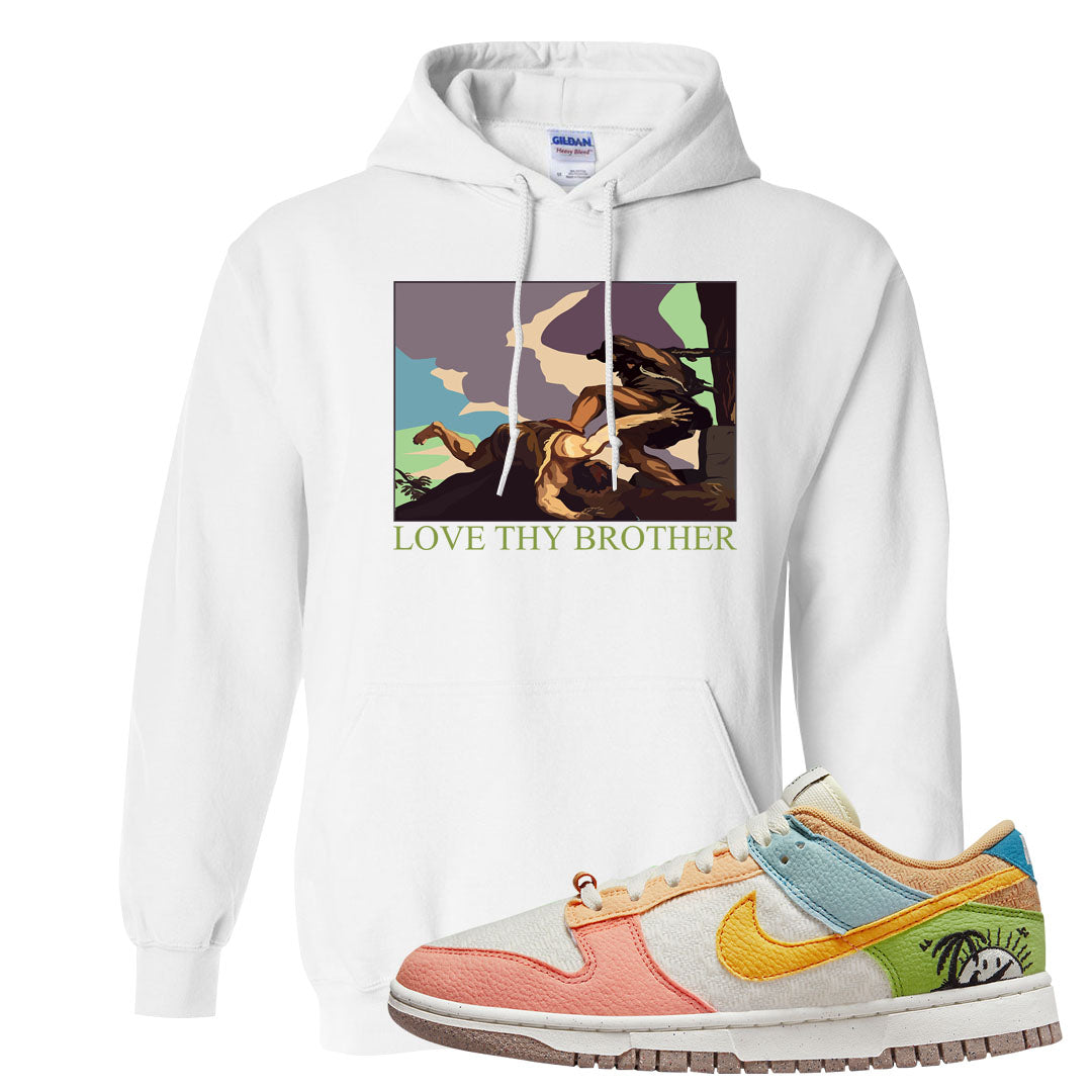 Sail Sanded Gold Low Dunks Hoodie | Love Thy Brother, White