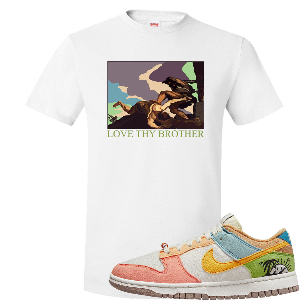 Sail Sanded Gold Low Dunks T Shirt | Love Thy Brother, White