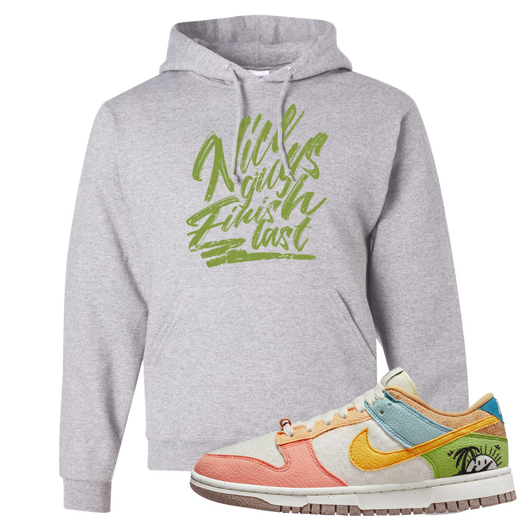 Sail Sanded Gold Low Dunks Hoodie | Nice Guys Finish Last, Ash