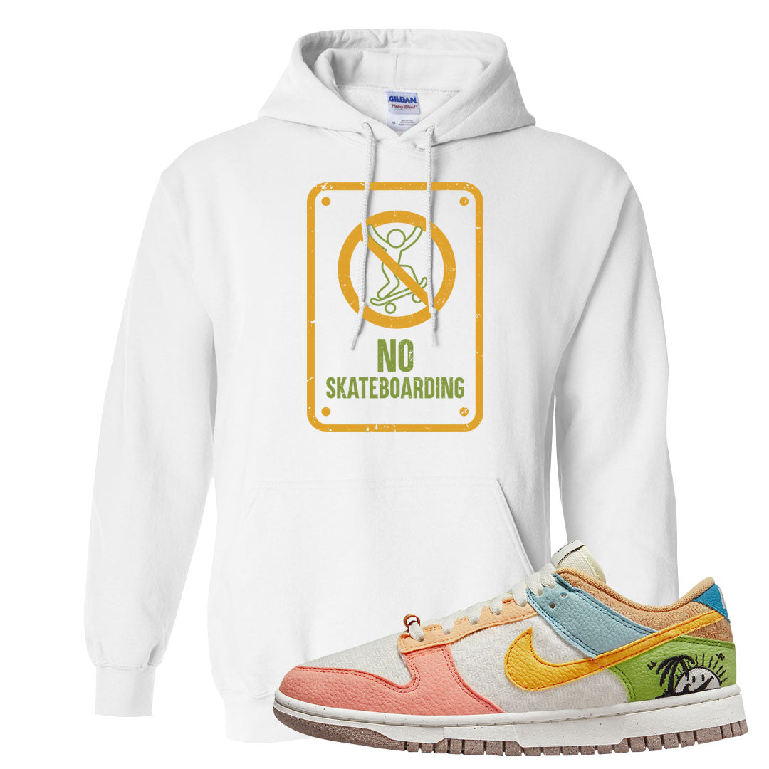 Sail Sanded Gold Low Dunks Hoodie | No Skating Sign, White