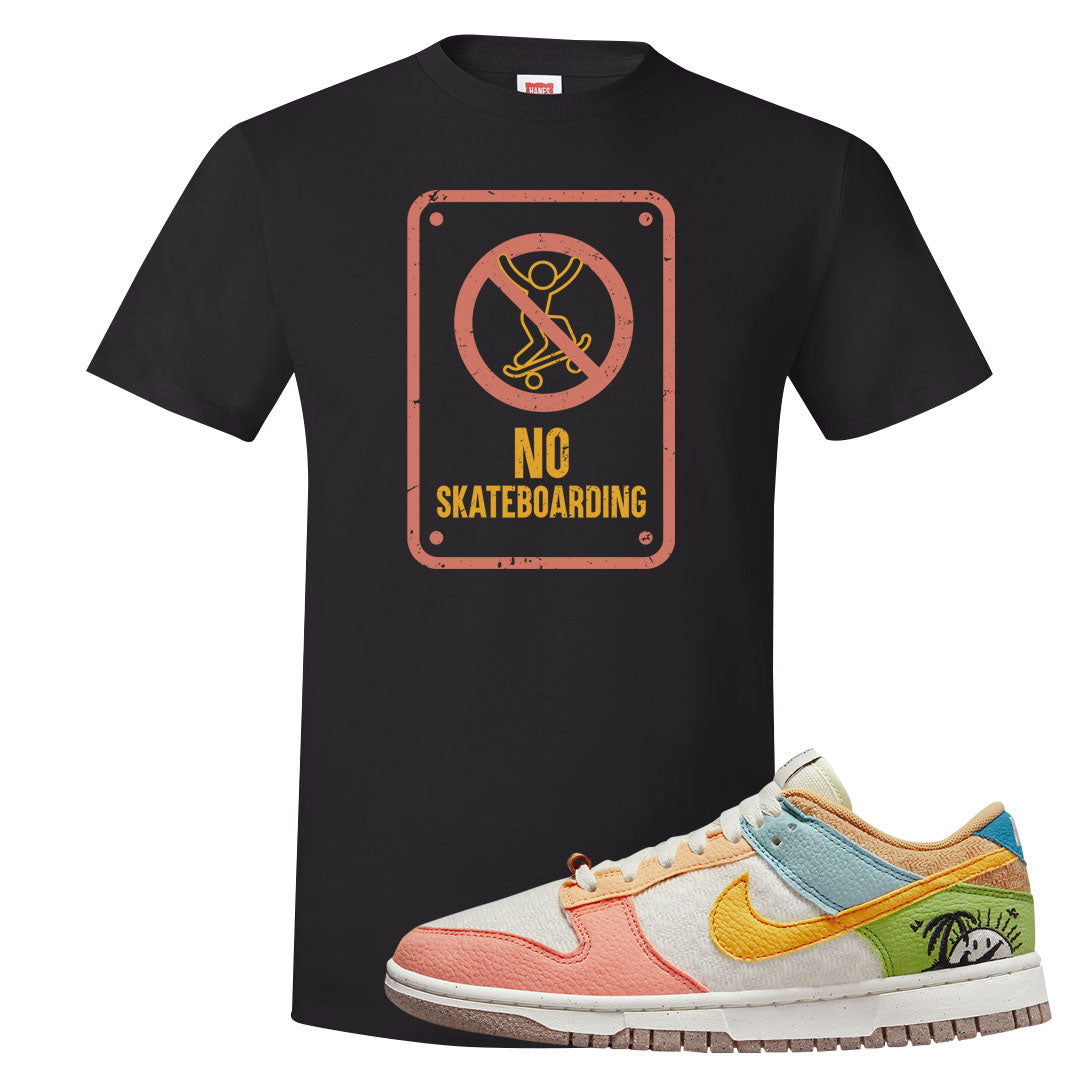 Sail Sanded Gold Low Dunks T Shirt | No Skating Sign, Black
