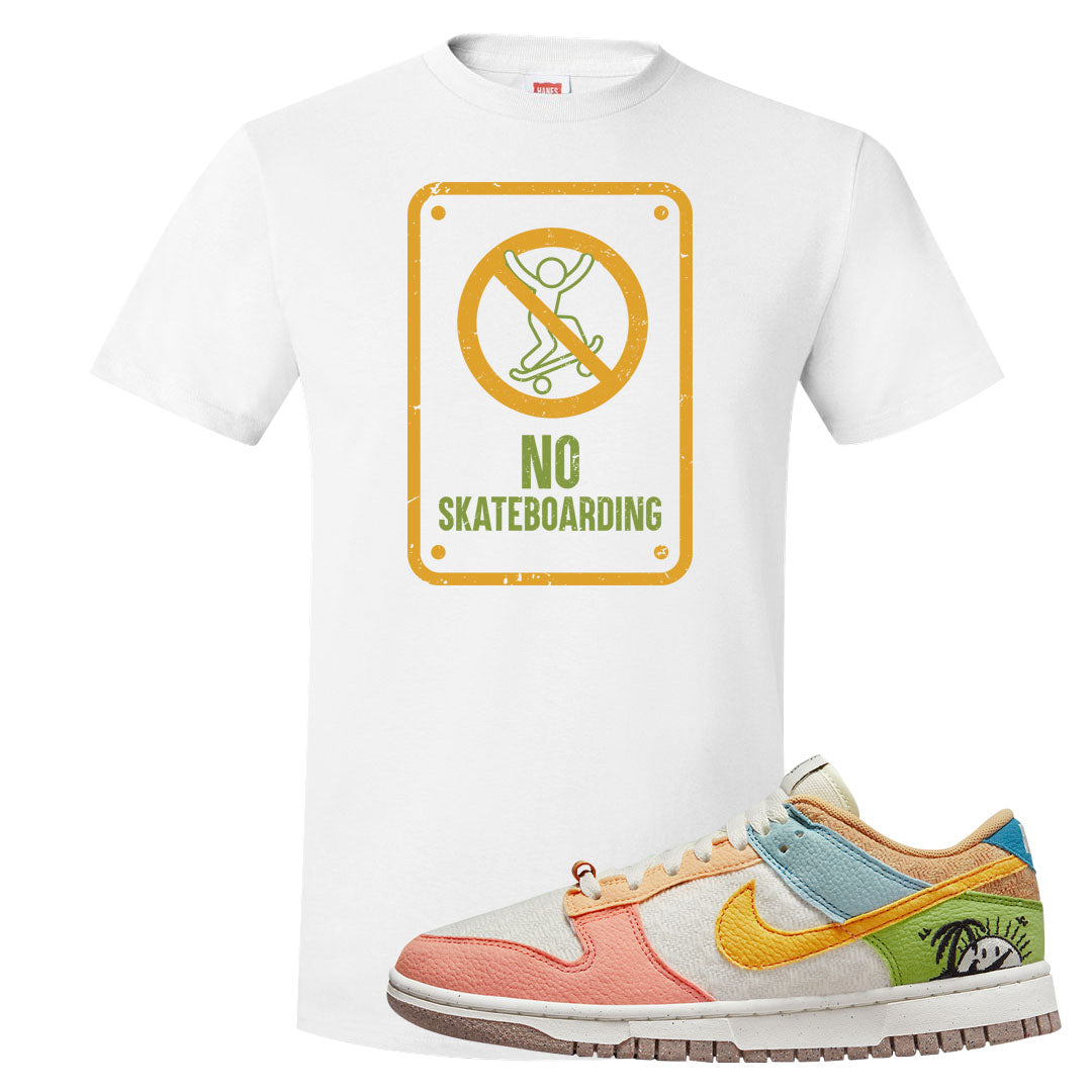 Sail Sanded Gold Low Dunks T Shirt | No Skating Sign, White