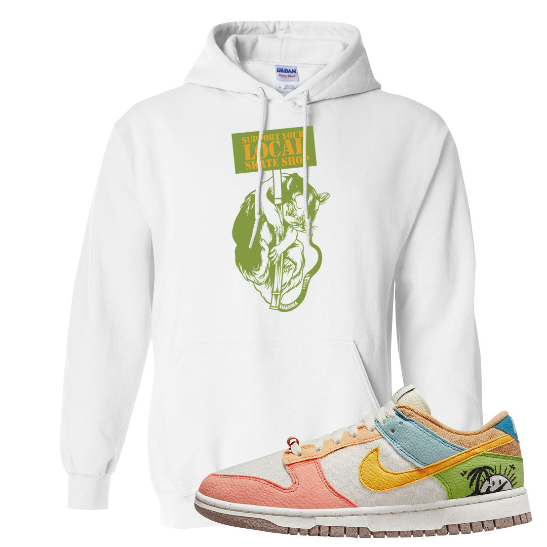 Sail Sanded Gold Low Dunks Hoodie | Support Your Local Skate Shop, White