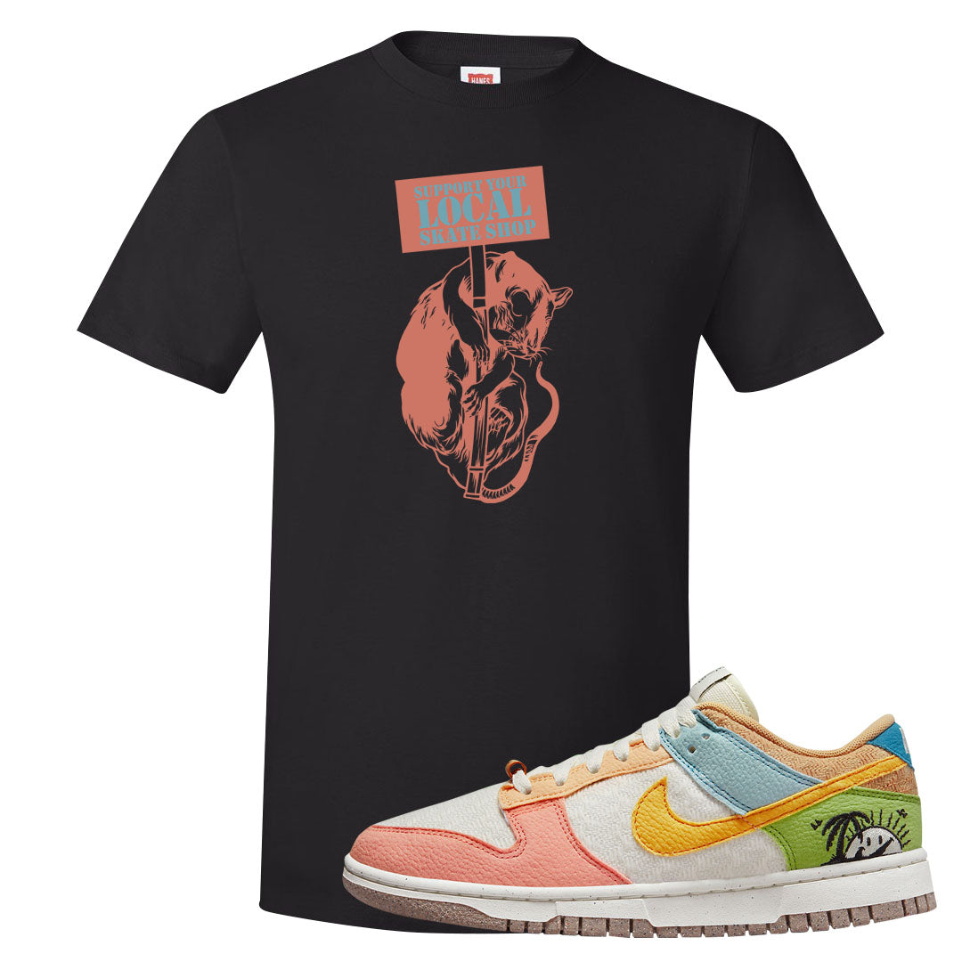 Sail Sanded Gold Low Dunks T Shirt | Support Your Local Skate Shop, Black