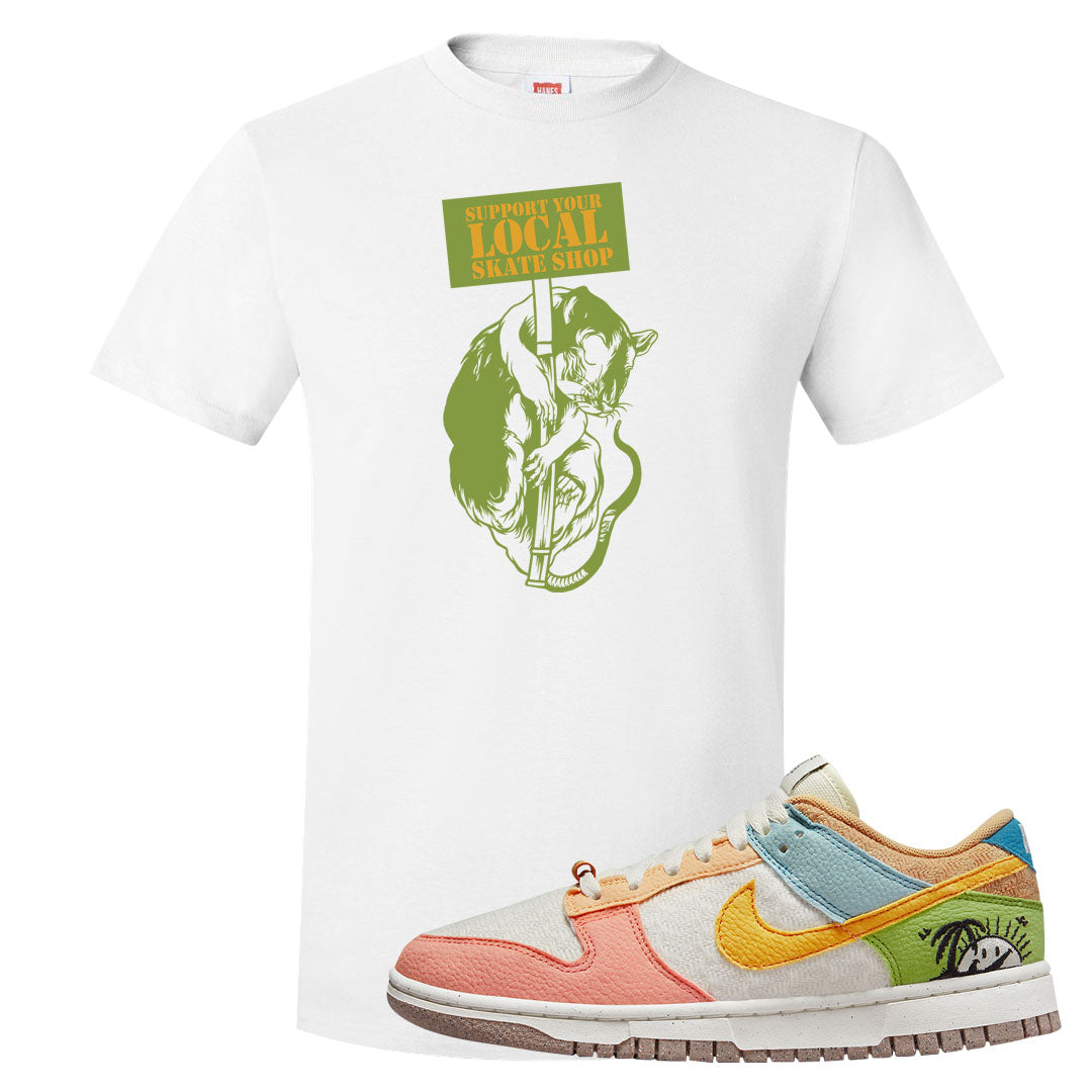Sail Sanded Gold Low Dunks T Shirt | Support Your Local Skate Shop, White