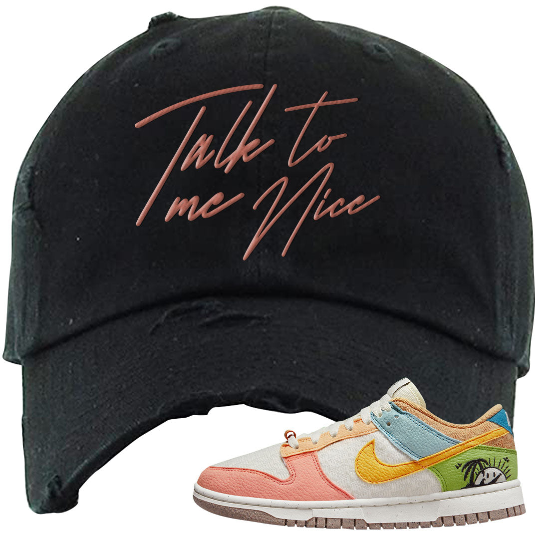 Sail Sanded Gold Low Dunks Distressed Dad Hat | Talk To Me Nice, Black