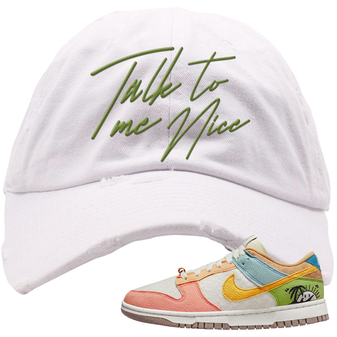 Sail Sanded Gold Low Dunks Distressed Dad Hat | Talk To Me Nice, White