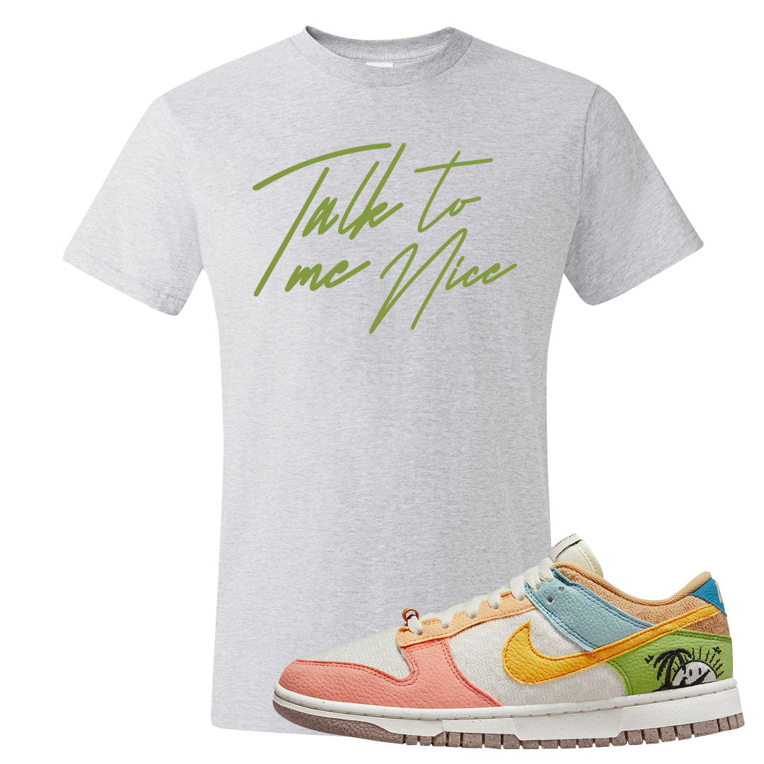 Sail Sanded Gold Low Dunks T Shirt | Talk To Me Nice, Ash