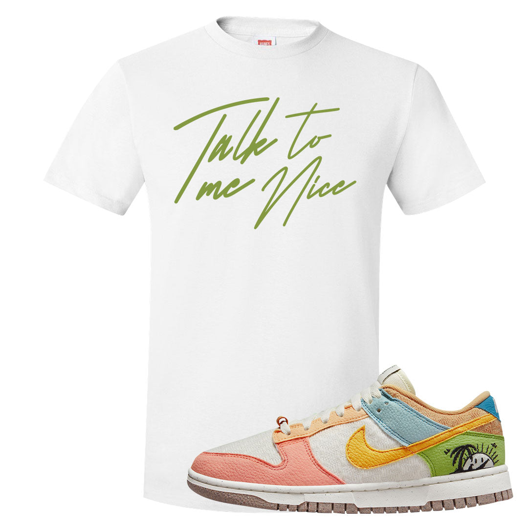 Sail Sanded Gold Low Dunks T Shirt | Talk To Me Nice, White