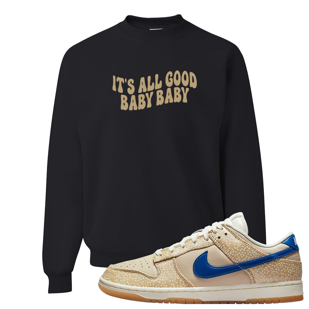 Sesame Seed Bun Low Dunks Crewneck Sweatshirt | All Good Baby, Black