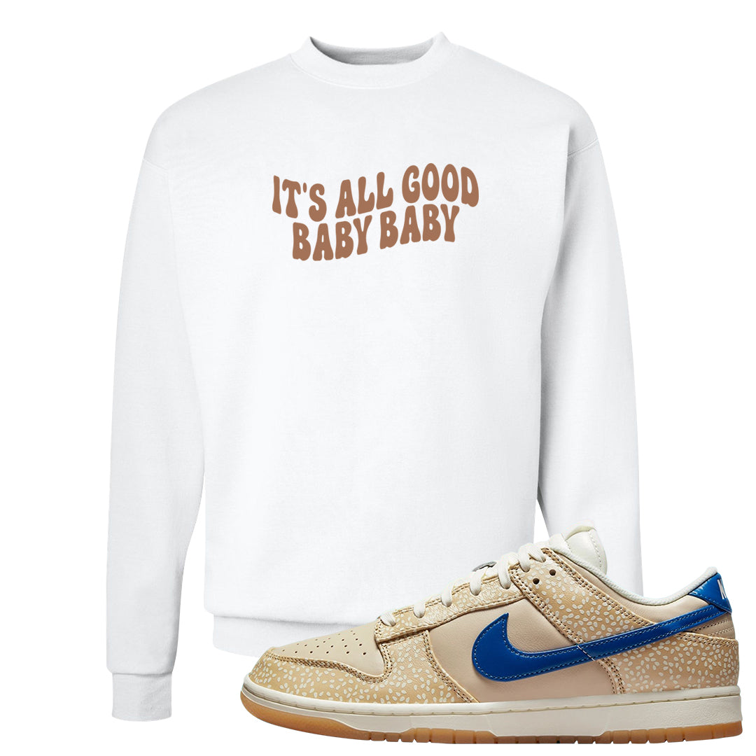 Sesame Seed Bun Low Dunks Crewneck Sweatshirt | All Good Baby, White