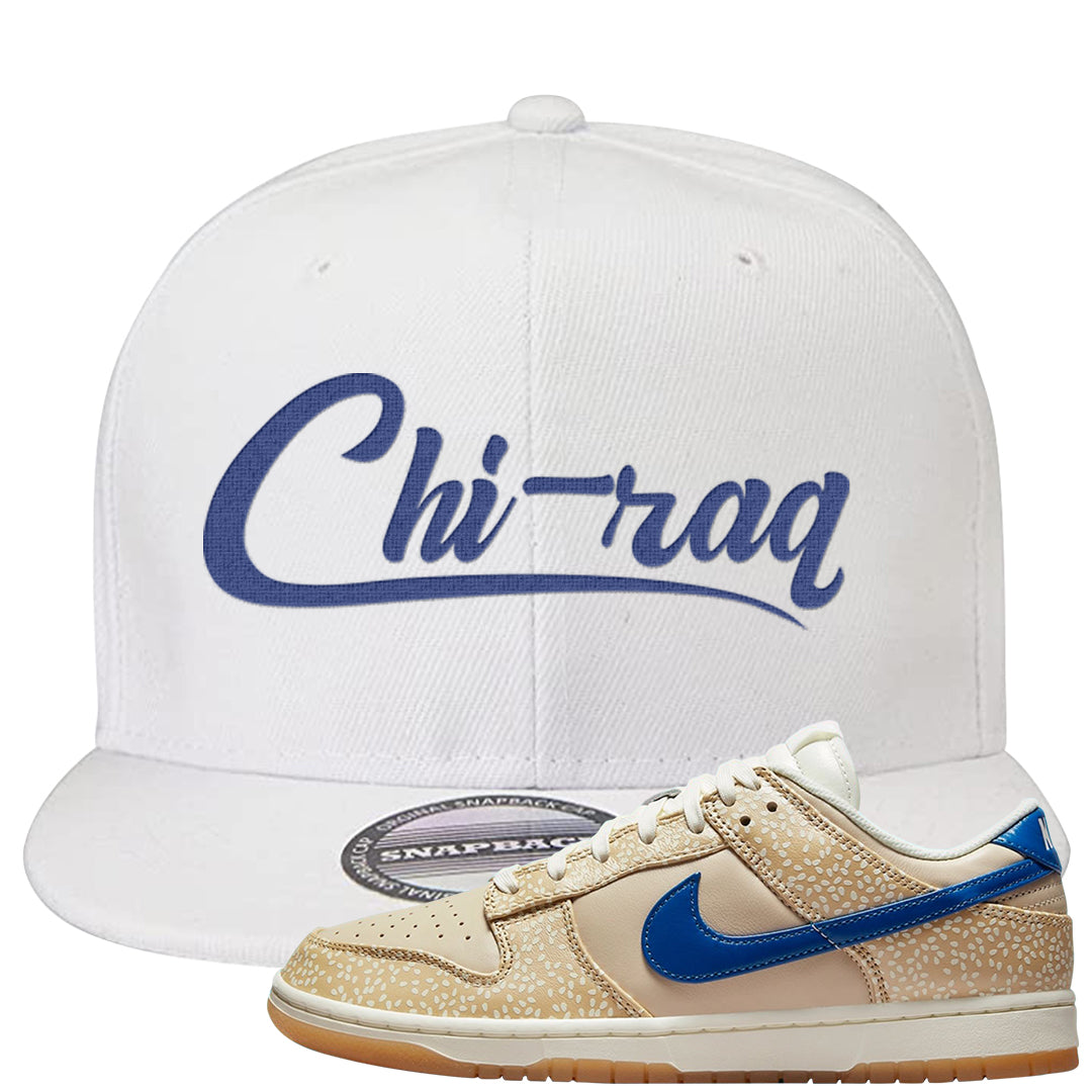 Sesame Seed Bun Low Dunks Snapback Hat | Chiraq, White
