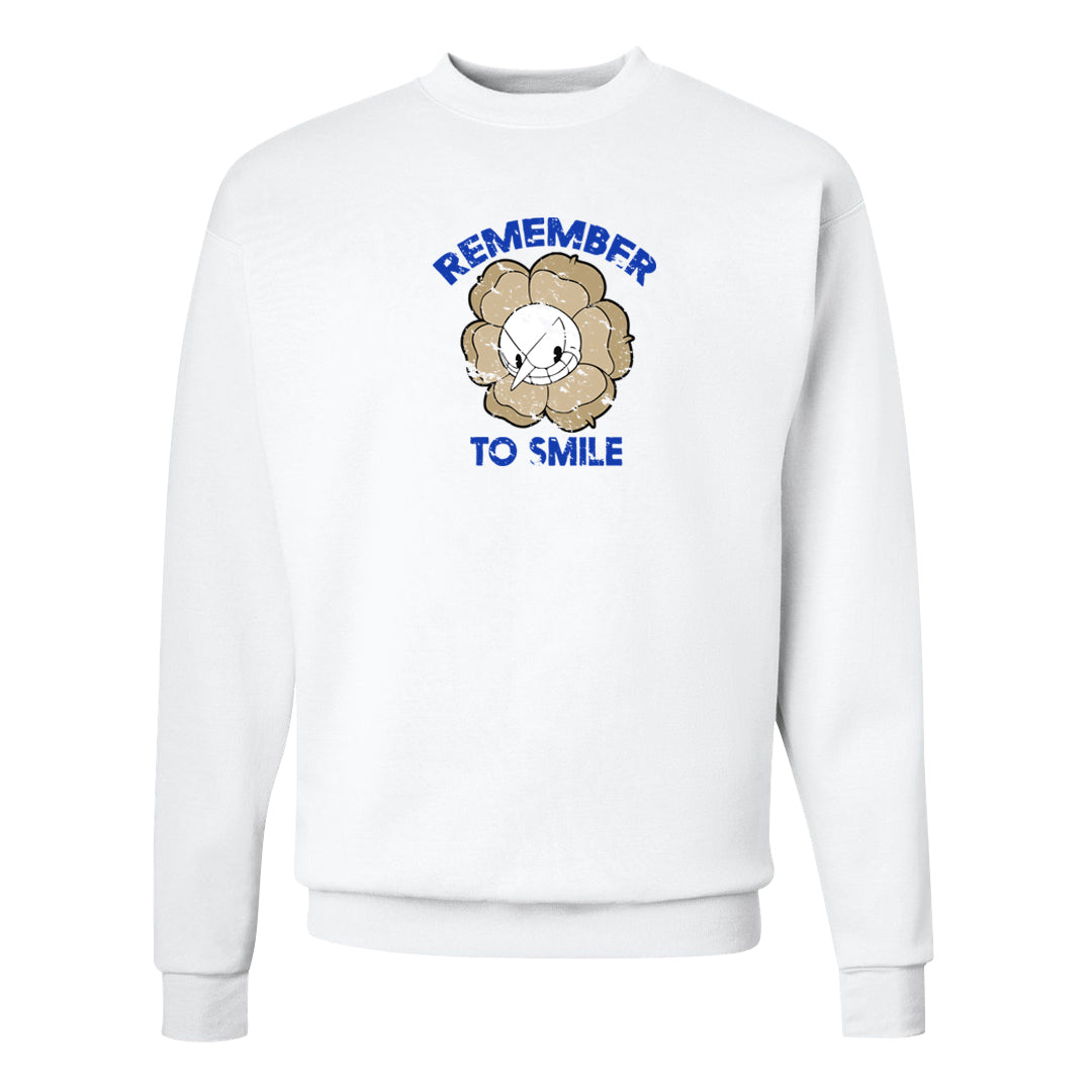 Sesame Seed Bun Low Dunks Crewneck Sweatshirt | Remember To Smile, White
