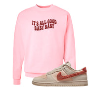 Shimmer Sanddrift Fuzzy Low Dunks Crewneck Sweatshirt | All Good Baby, Light Pink
