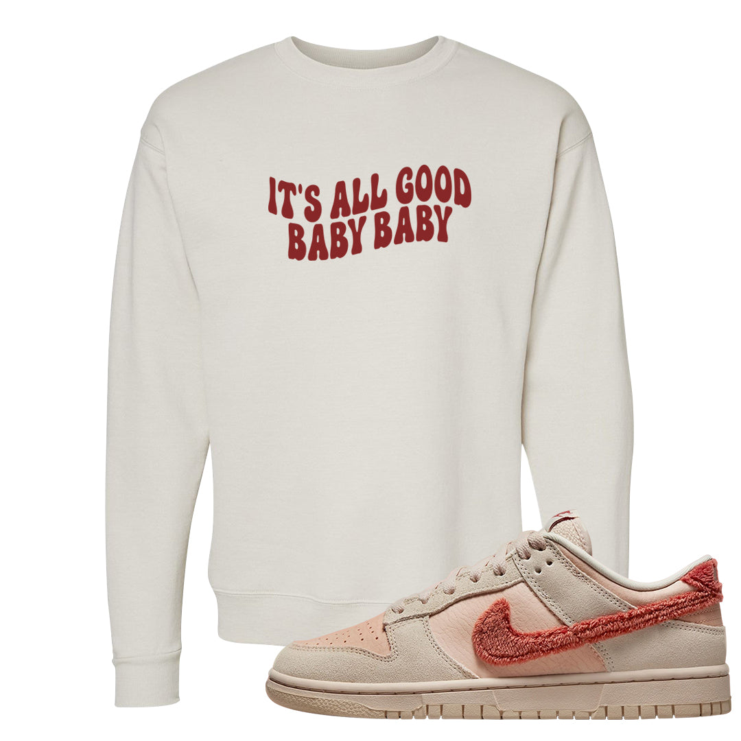 Shimmer Sanddrift Fuzzy Low Dunks Crewneck Sweatshirt | All Good Baby, Sand