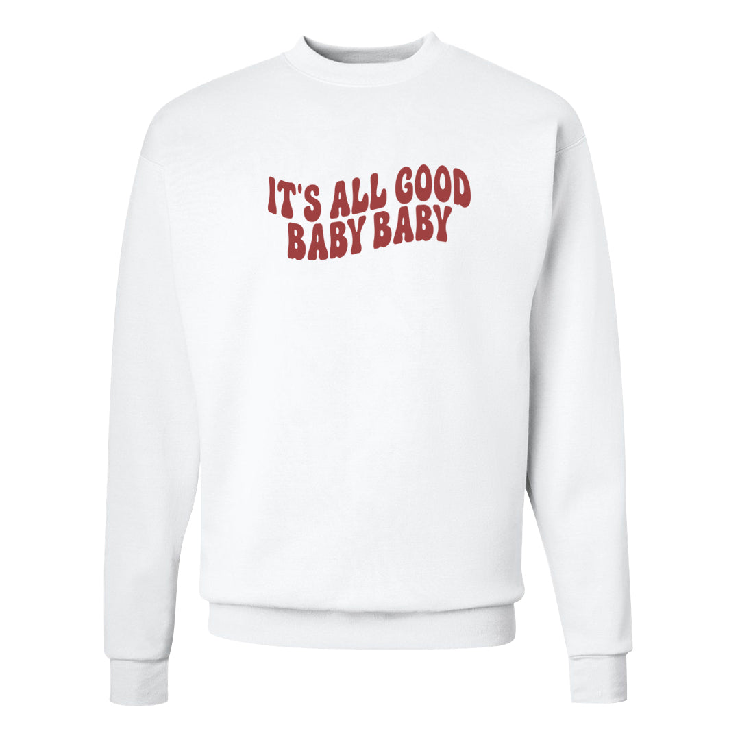 Shimmer Sanddrift Fuzzy Low Dunks Crewneck Sweatshirt | All Good Baby, White