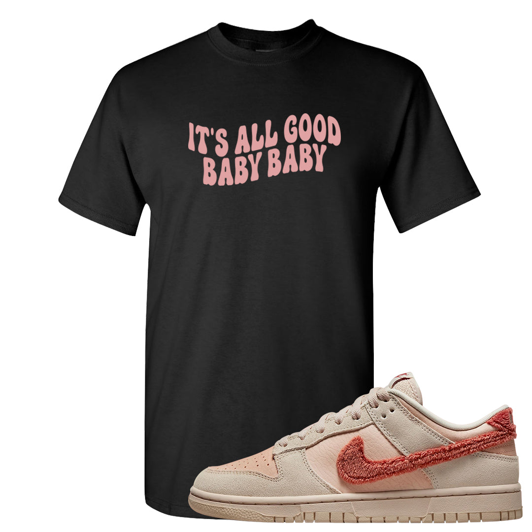 Shimmer Sanddrift Fuzzy Low Dunks T Shirt | All Good Baby, Black