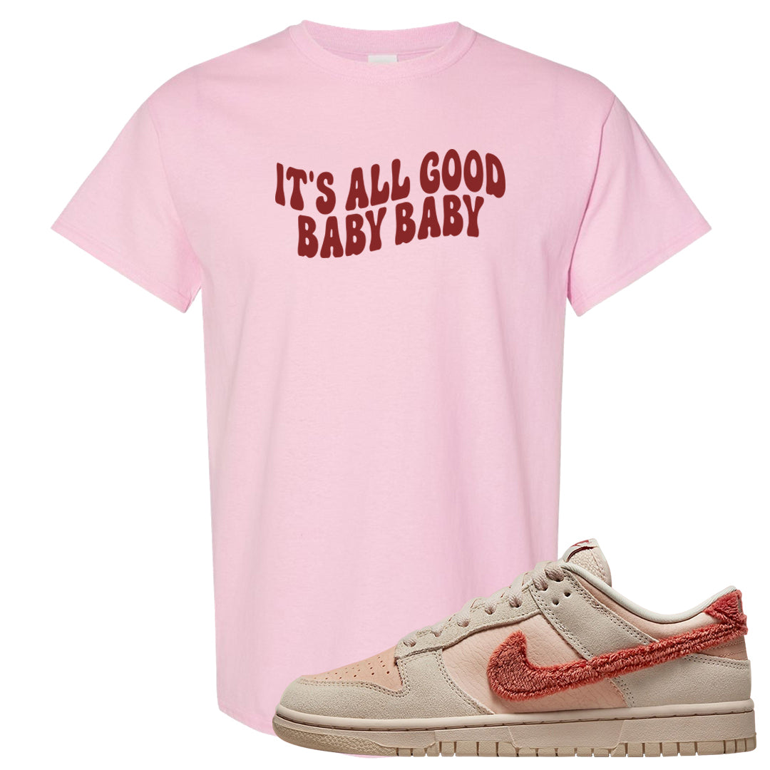 Shimmer Sanddrift Fuzzy Low Dunks T Shirt | All Good Baby, Light Pink