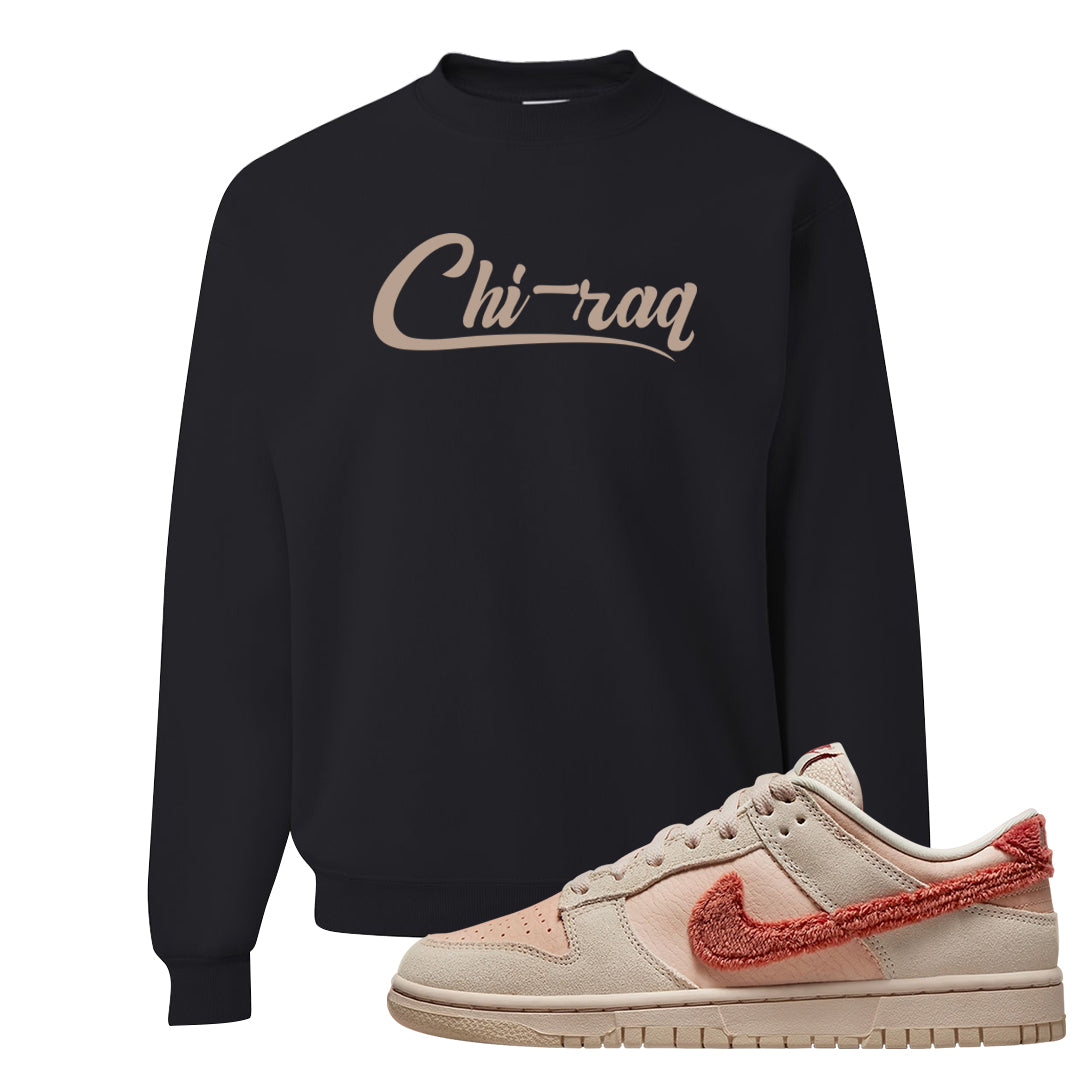 Shimmer Sanddrift Fuzzy Low Dunks Crewneck Sweatshirt | Chiraq, Black