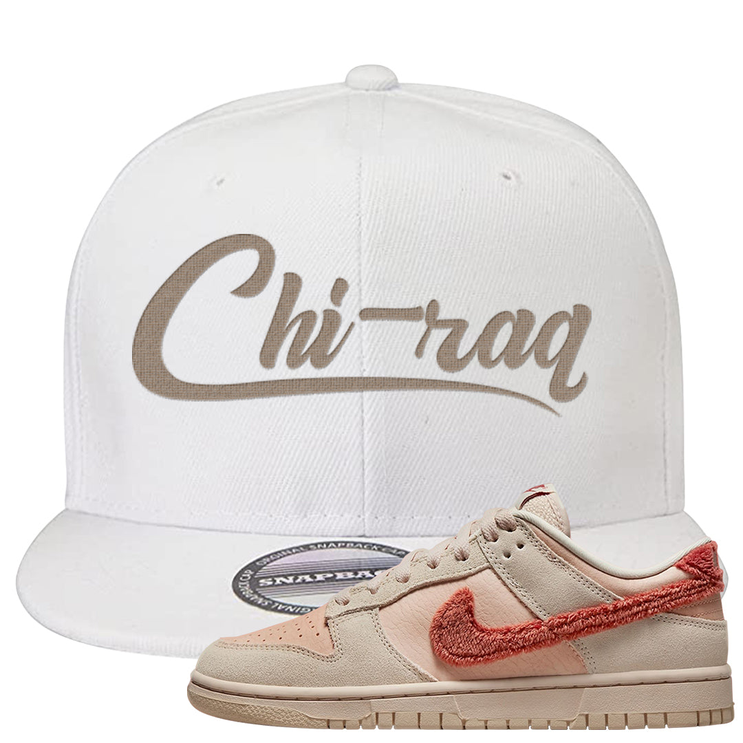 Shimmer Sanddrift Fuzzy Low Dunks Snapback Hat | Chiraq, White