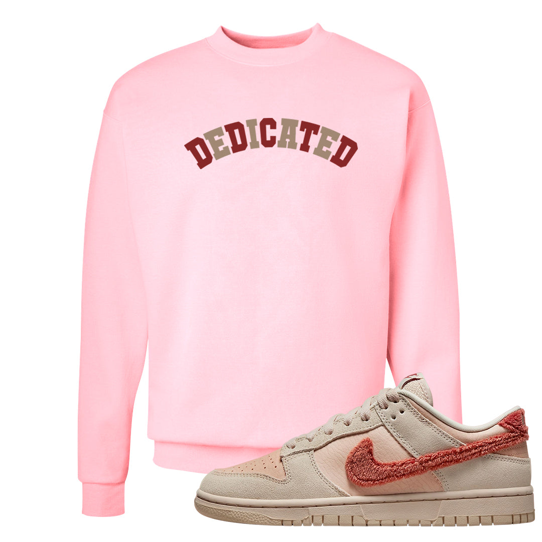 Shimmer Sanddrift Fuzzy Low Dunks Crewneck Sweatshirt | Dedicated, Light Pink