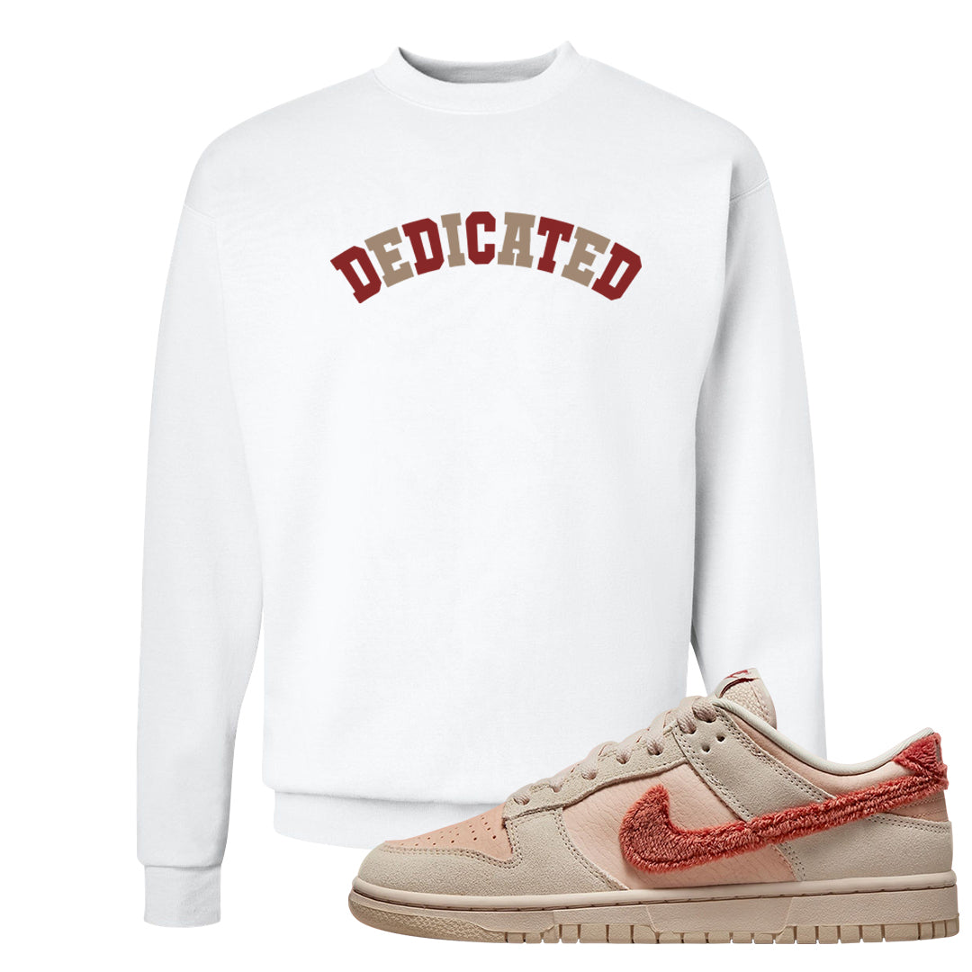 Shimmer Sanddrift Fuzzy Low Dunks Crewneck Sweatshirt | Dedicated, White