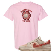 Shimmer Sanddrift Fuzzy Low Dunks T Shirt | Remember To Smile, Light Pink