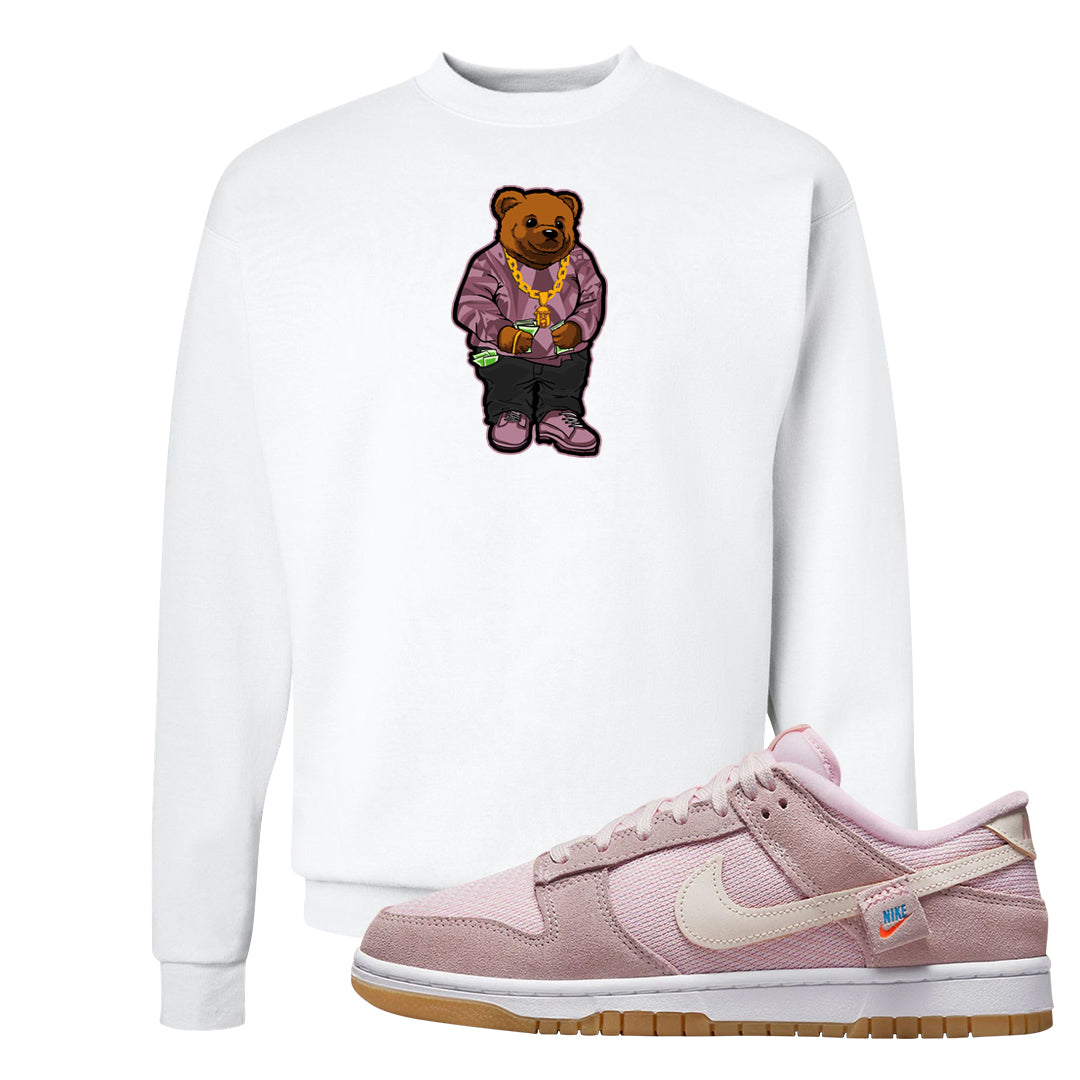 Teddy Bear Pink Low Dunks Crewneck Sweatshirt | Sweater Bear, White