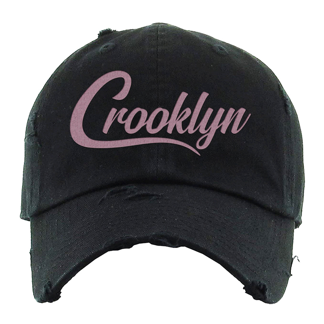 Teddy Bear Pink Low Dunks Distressed Dad Hat | Crooklyn, Black