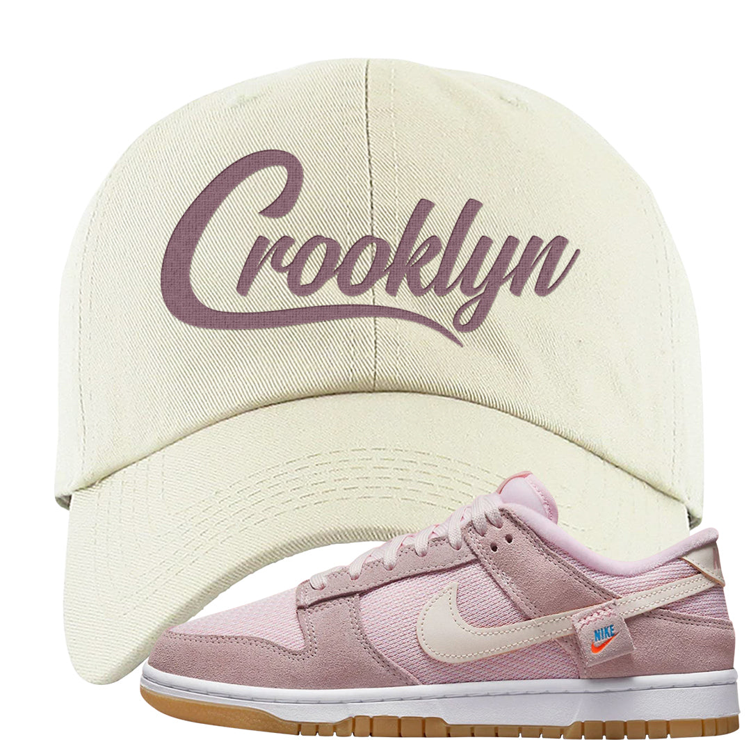 Teddy Bear Pink Low Dunks Dad Hat | Crooklyn, White
