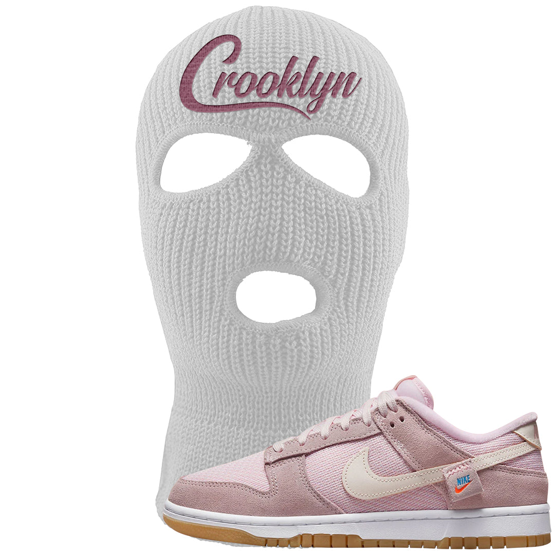 Teddy Bear Pink Low Dunks Ski Mask | Crooklyn, White
