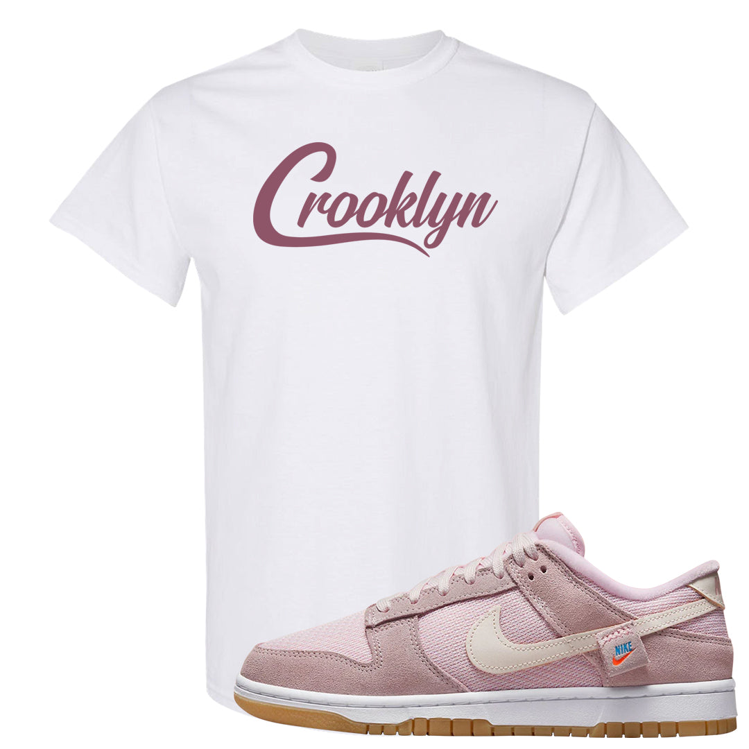 Teddy Bear Pink Low Dunks T Shirt | Crooklyn, White