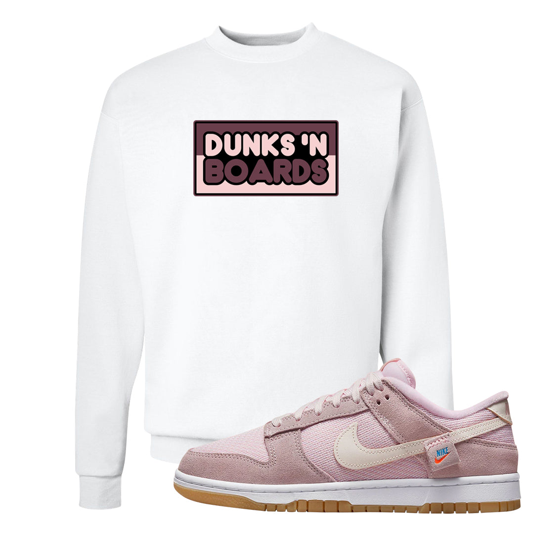 Teddy Bear Pink Low Dunks Crewneck Sweatshirt | Dunks N Boards, White