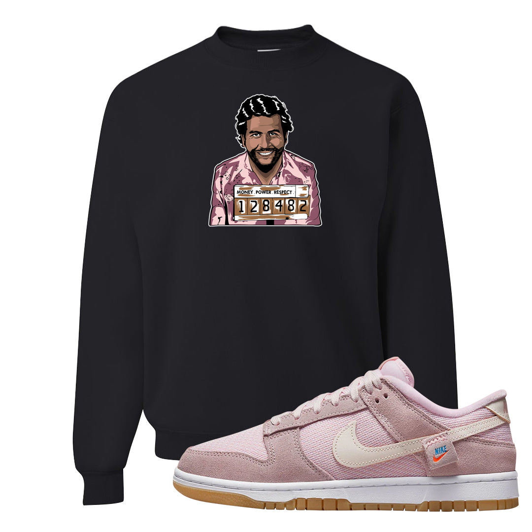 Teddy Bear Pink Low Dunks Crewneck Sweatshirt | Escobar Illustration, Black