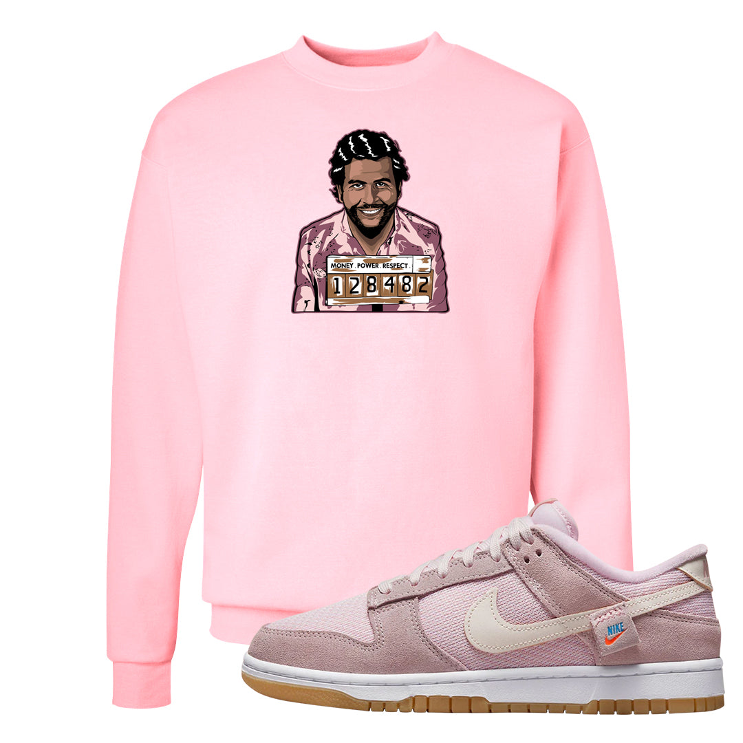 Teddy Bear Pink Low Dunks Crewneck Sweatshirt | Escobar Illustration, Light Pink