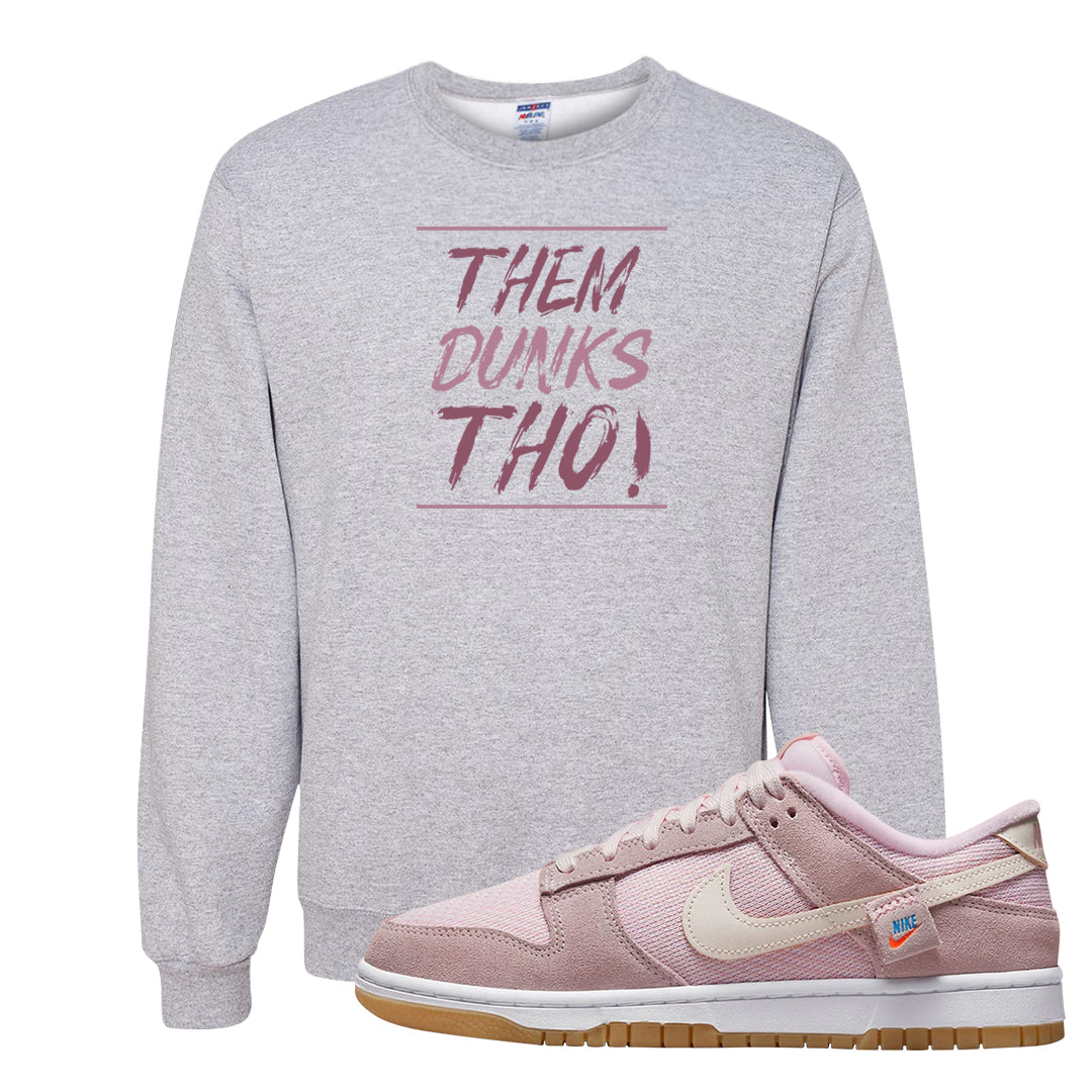 Teddy Bear Pink Low Dunks Crewneck Sweatshirt | Them Dunks Tho, Ash
