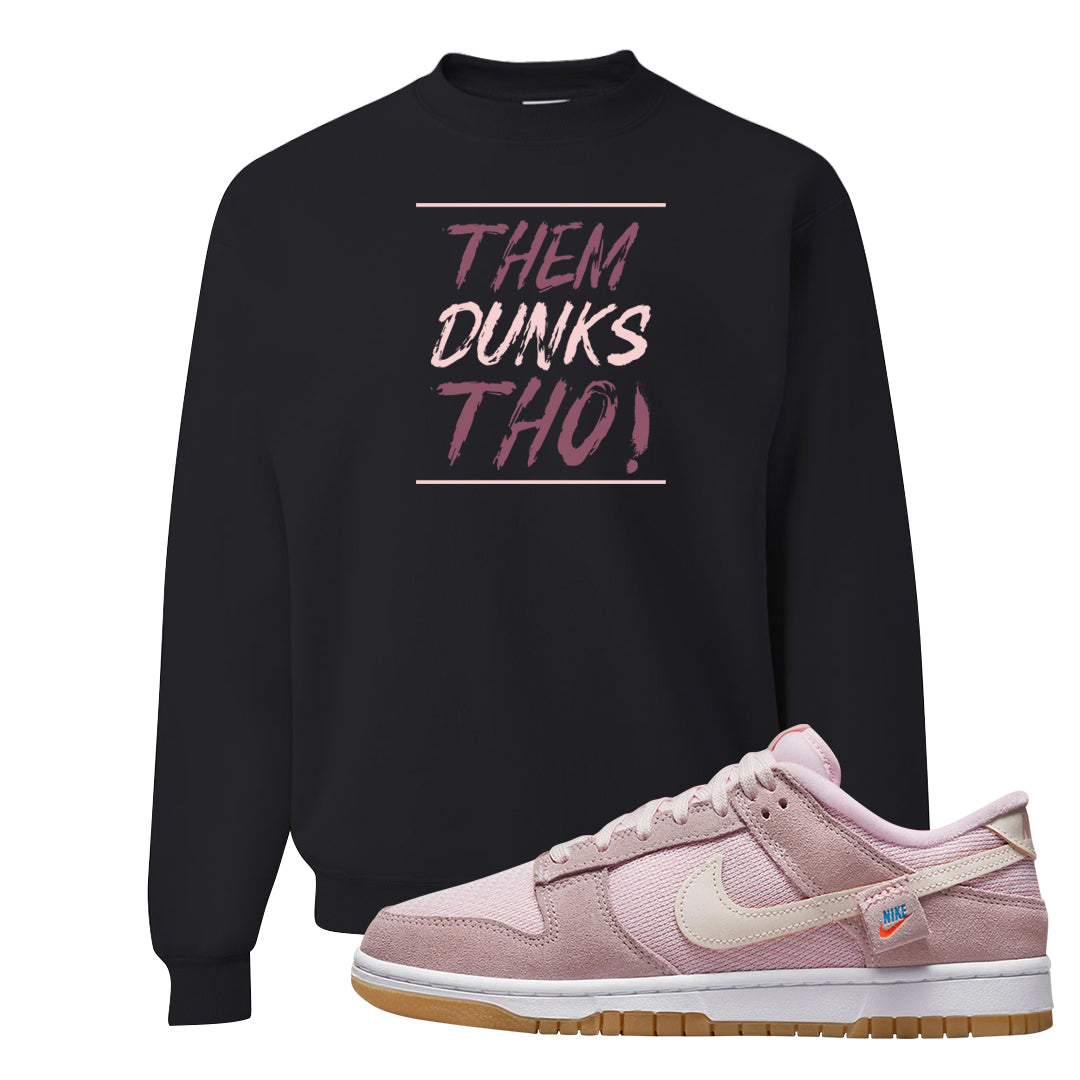 Teddy Bear Pink Low Dunks Crewneck Sweatshirt | Them Dunks Tho, Black