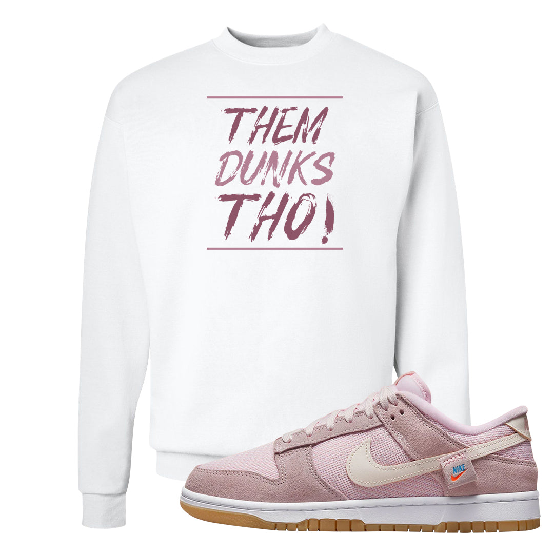 Teddy Bear Pink Low Dunks Crewneck Sweatshirt | Them Dunks Tho, White