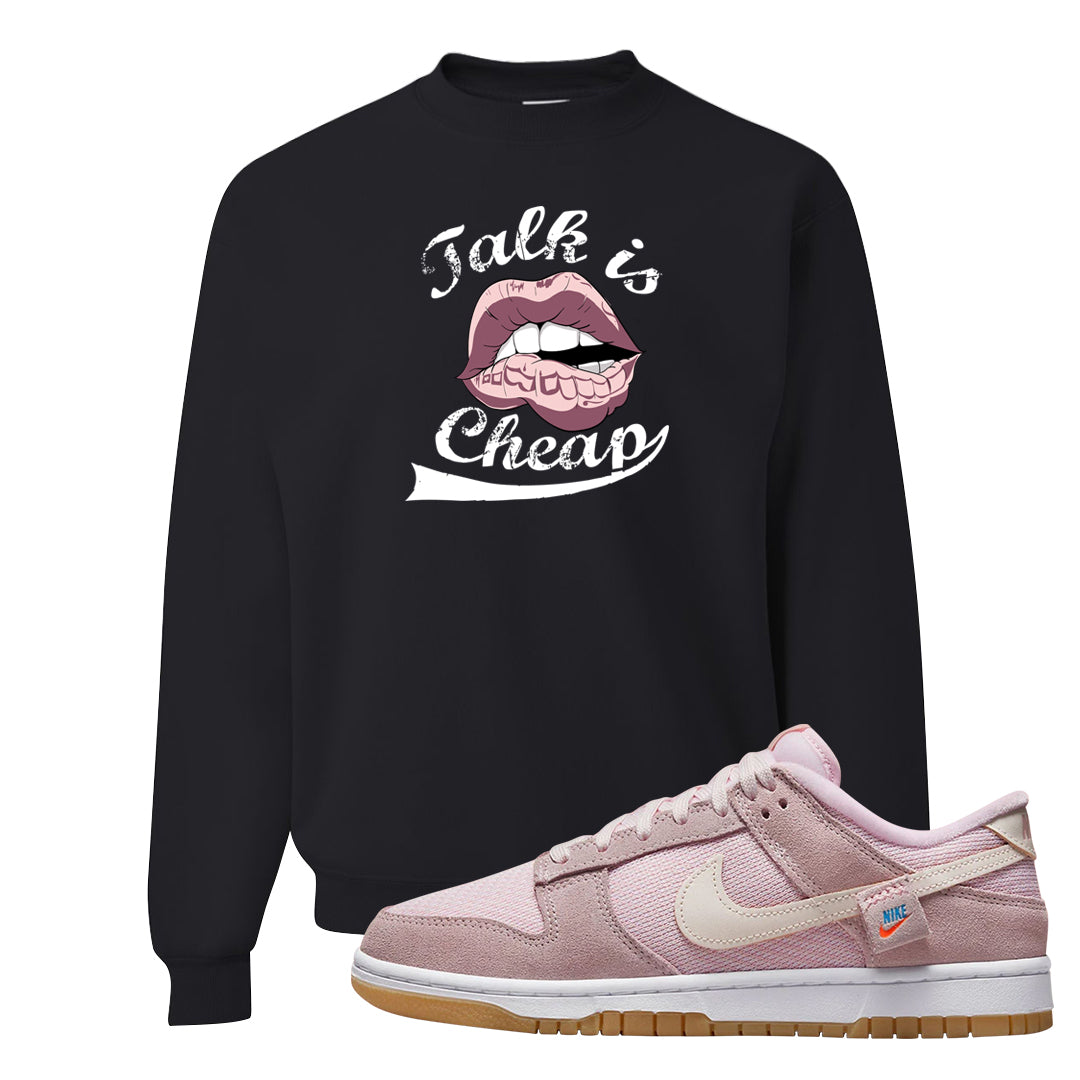 Teddy Bear Pink Low Dunks Crewneck Sweatshirt | Talk Lips, Black