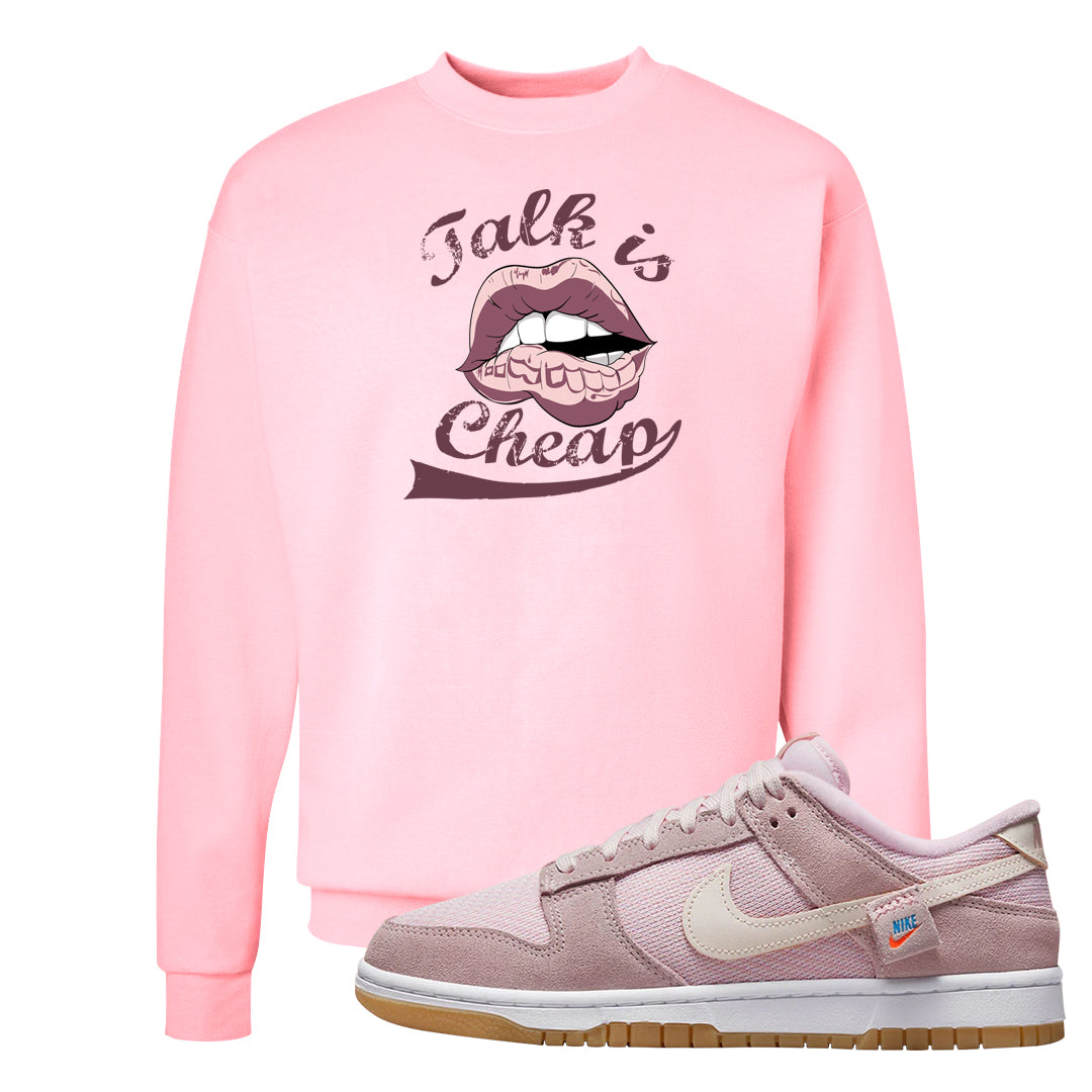 Teddy Bear Pink Low Dunks Crewneck Sweatshirt | Talk Lips, Light Pink
